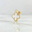 Dije Treból VCyA 0.85gr / 2cm / Nacar Blanco Punteado Oro Amarillo Nac.Esp. 18K ©