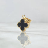 Dije Trébol VCyA 0.85gr / 2cm / Onix Negro Borde Punteado Oro Amarillo Nac.Esp. 18K