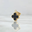 Dije Trébol VCyA 0.95gr / 2cm / Resina Negra Borde Punteado Oro Amarillo Nac.Esp. 18K
