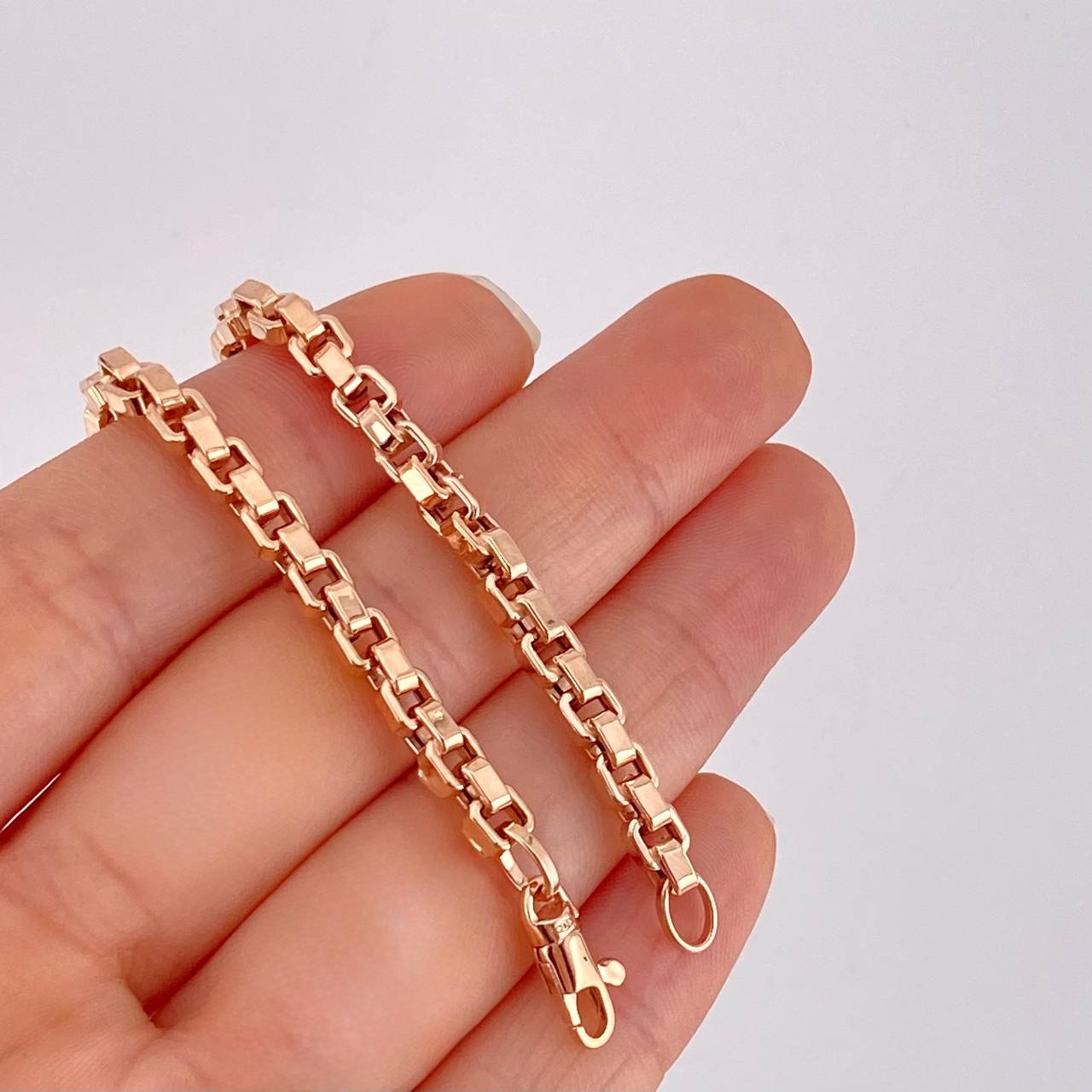 Pulso Veneciana Cuadrada 6.25g / 21.2cm / 4.4mm Oro Rosa 18K
