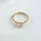 Anillo Solitario Liso Intermedio 1.35gr / T6 1/2 / Central Circon Blanco Oro Amarillo 18K ©