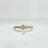 Anillo Solitario Delicado 1.85gr / T6 1/2 / Circones Blancos Oro Amarillo 18K ©