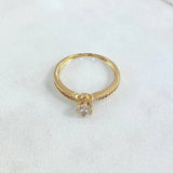Anillo Solitario Delicado 1.85gr / T6 1/2 / Circones Blancos Oro Amarillo 18K ©