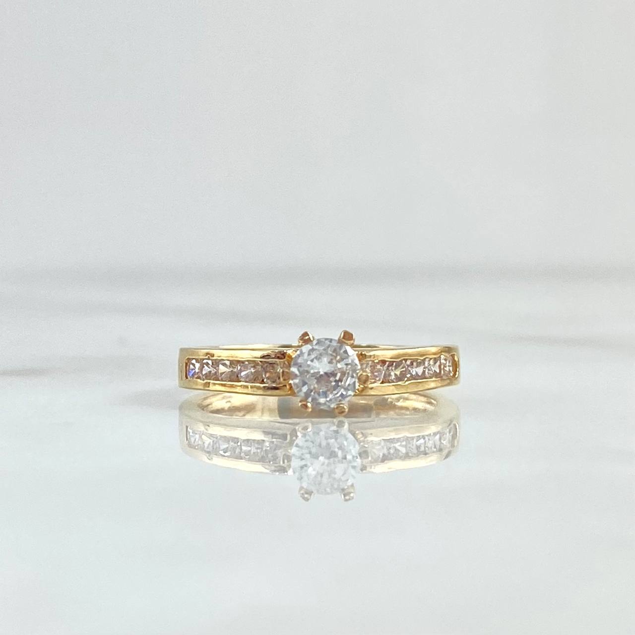 Anillo Solitario Medianera 3.3gr / T6 1/4 / Circones Blancos Oro Amarillo 18K ©