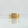 Anillo Cuadro Envés 6.7gr / T10 3/4 / Texturizado Circones Blancos Oro Amarillo 18K ©