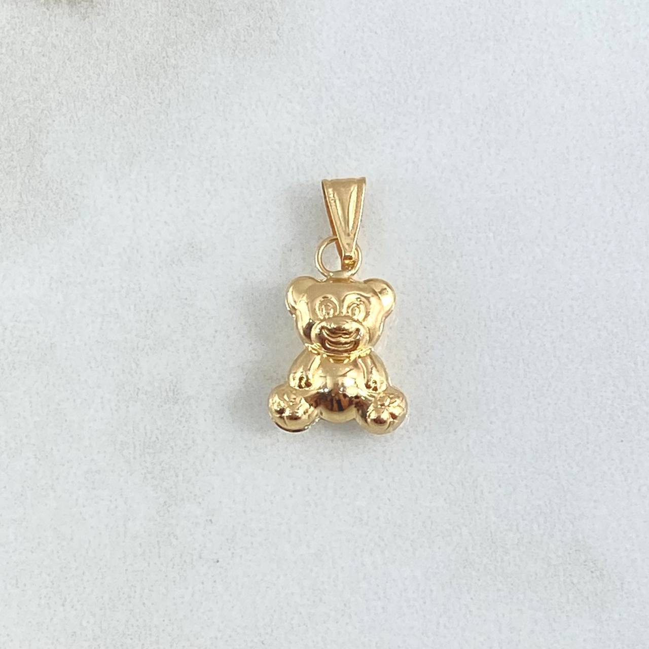 Dije Oso Liso 0.9gr / 2.3cm / Cargador Bordeado Oro Amarillo 18K