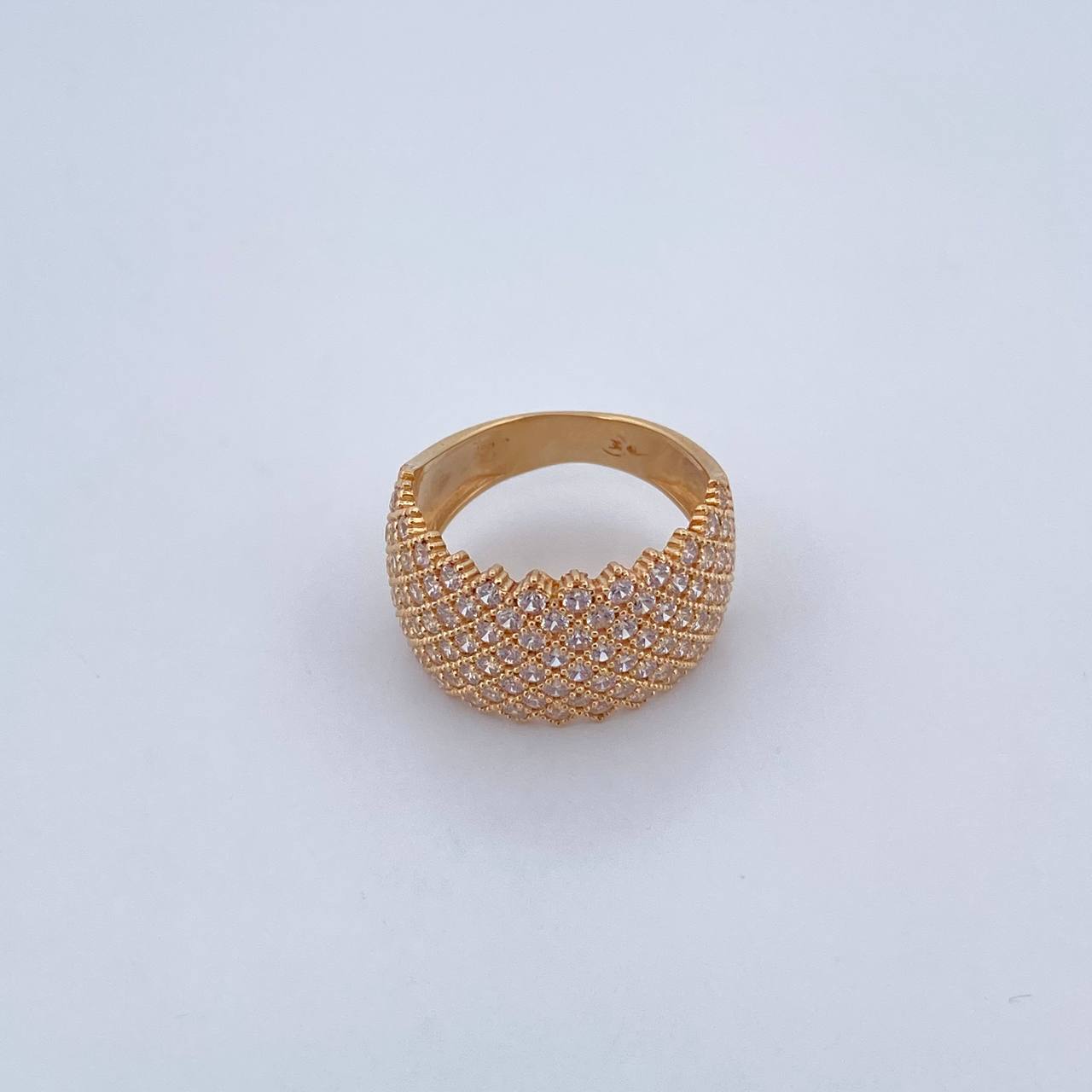 Anillo Churumbela Puntas 5.25gr / T5 1/4 / Circones Blancos Oro Amarillo 18K &