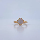Anillo Trebol 1.9gr / T6 1/2 / Nacar Blanco Oro Amarillo 18K &