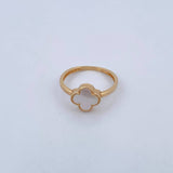 Anillo Trebol 1.9gr / T6 1/2 / Nacar Blanco Oro Amarillo 18K &