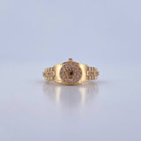 Anillo Correa Corona RX 4.1gr / T7 1/2 / Circones Blancos Oro Amarillo 18K &