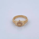 Anillo Correa Corona RX 4.1gr / T7 1/2 / Circones Blancos Oro Amarillo 18K &
