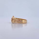 Anillo Correa Corona RX 4.1gr / T7 1/2 / Circones Blancos Oro Amarillo 18K &