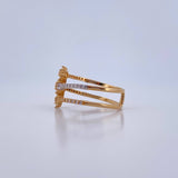 Anillo Flores 2.8gr / T6 / Circones Blancos Dos Oros Amarillo Blanco 18K &
