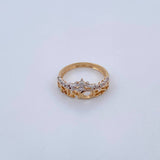 Anillo Princess 2.9gr / T6 1/2 / Circones Blancos Dos Oros Amarillo Blanco 18K &