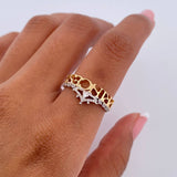 Anillo Princess 2.9gr / T6 1/2 / Circones Blancos Dos Oros Amarillo Blanco 18K &