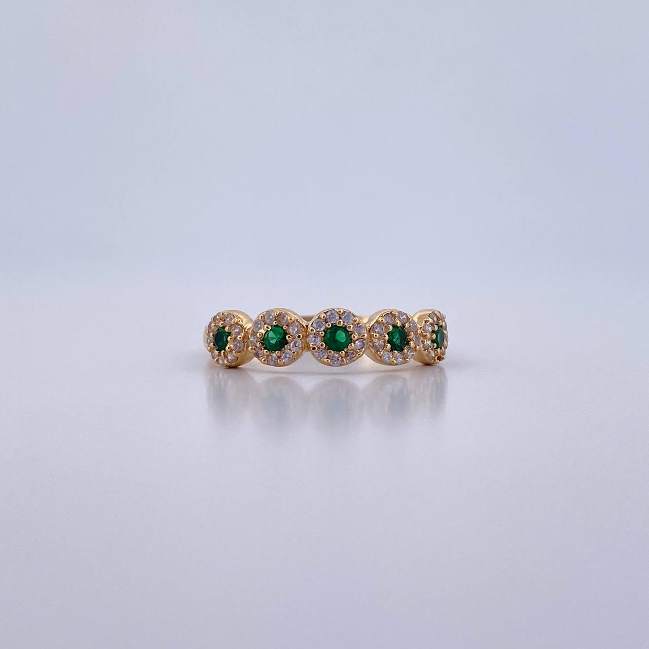 Anillo Churumbela Tupida 2.3gr / T8 / Circones Verdes Blancos Oro Amarillo 18K &