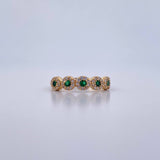 Anillo Churumbela Tupida 2.3gr / T8 / Circones Verdes Blancos Oro Amarillo 18K &