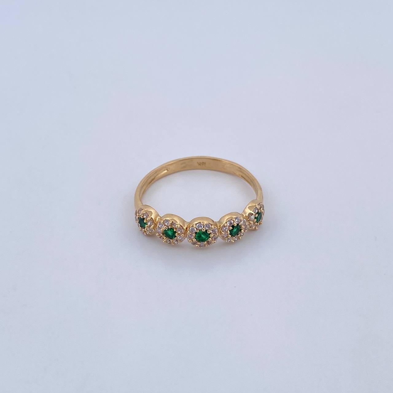 Anillo Churumbela Tupida 2.3gr / T8 / Circones Verdes Blancos Oro Amarillo 18K &