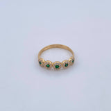 Anillo Churumbela Tupida 2.3gr / T8 / Circones Verdes Blancos Oro Amarillo 18K &