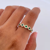 Anillo Churumbela Tupida 2.3gr / T8 / Circones Verdes Blancos Oro Amarillo 18K &
