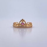 Anillo Corona Corazon 2.25gr / T7 / Circones Rosados Blancos Oro Amarillo 18K &
