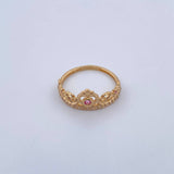 Anillo Corona Corazon 2.25gr / T7 / Circones Rosados Blancos Oro Amarillo 18K &