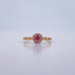 Anillo Solitario Halo 1.8gr / T7 1/4 / Circones Rosado Blancos Oro Amarillo 18K &