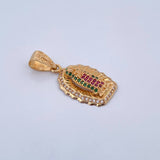 Dije Virgen de Guadalupe 3.2gr / 3cm / Circones FucsiasVerdes Blancos Oro Amarillo 18K &