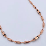 Cadena Rustica Barril 10gr / 62.1cm / 4mm Tribal Cauchos Negros Oro Rosa 18K $