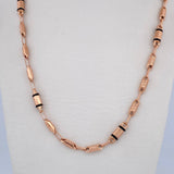 Cadena Rustica Barril 10gr / 62.1cm / 4mm Tribal Cauchos Negros Oro Rosa 18K $