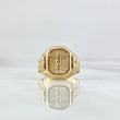 Anillo Sello Cristo 4.25gr / T9 / Marco Rectangulo Oro Amarillo 18K