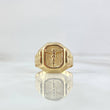 Anillo Sello Cristo 4.25gr / T7 3/4 / Texturizado Oro Amarillo 18K ©