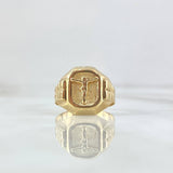 Anillo Sello Cristo 4.25gr / T7 3/4 / Texturizado Oro Amarillo 18K ©