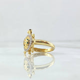 Anillo Tortuga 4.25gr / T7 1/4 / Circones Blancos Verdes Y Negros Oro Amarillo 18K ©