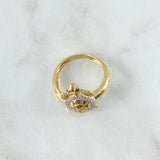 Anillo Tortuga 4.25gr / T7 1/4 / Circones Blancos Verdes Y Negros Oro Amarillo 18K ©