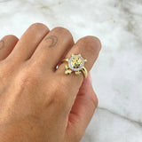 Anillo Tortuga 4.25gr / T7 1/4 / Circones Blancos Verdes Y Negros Oro Amarillo 18K ©