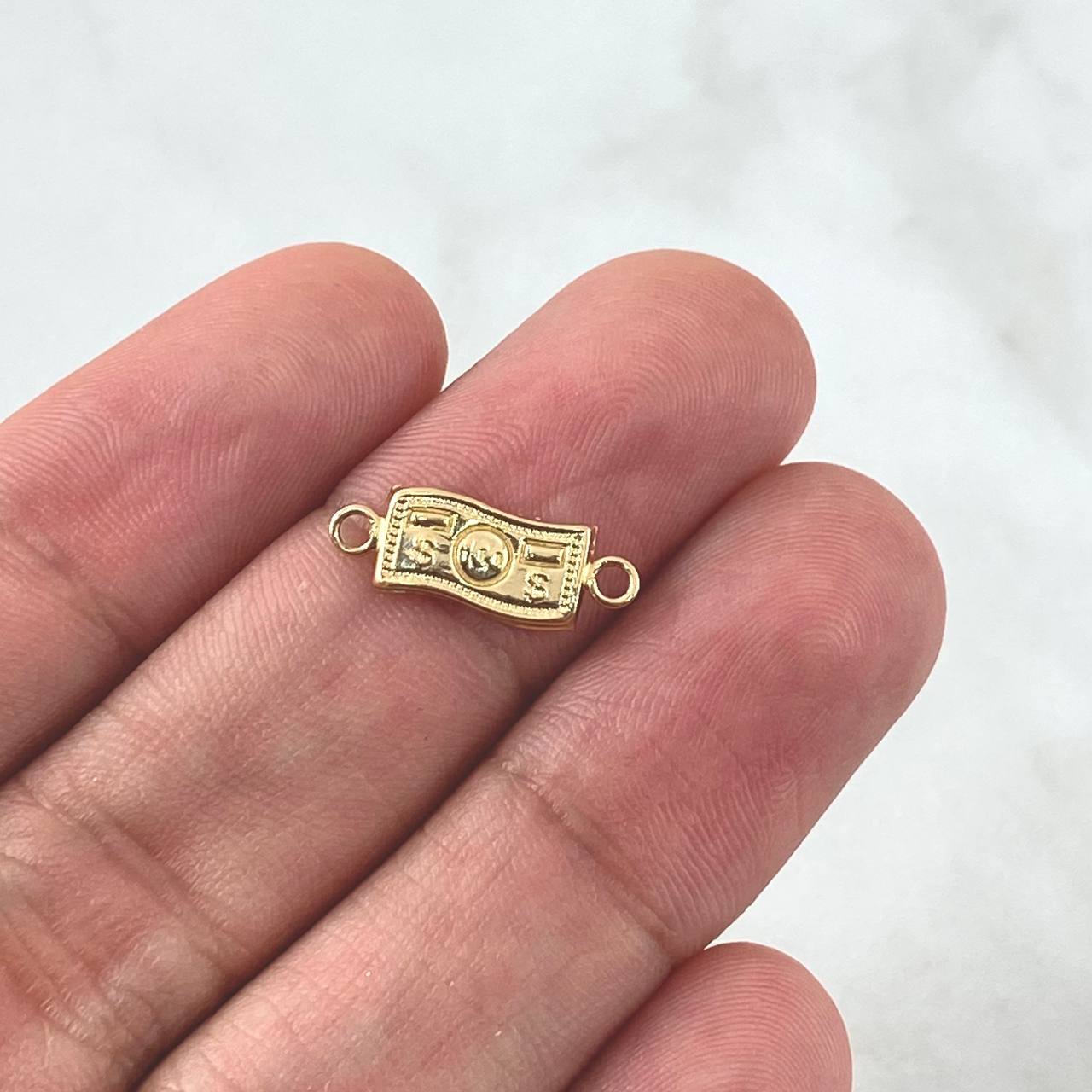 Herraje Dólar 0.4gr / 1.6cm / 6mm Liso Oro Amarillo 18K ©