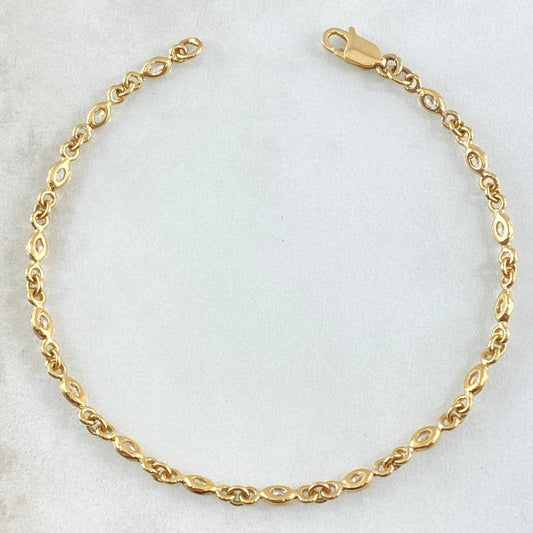 Pulso Roll-On Escamas 4.9gr / 18cm Circones Blancos Oro Amarillo 18K