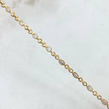 Pulso Roll-On Escamas 4.9gr / 18cm Circones Blancos Oro Amarillo 18K