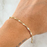 Pulso Roll-On Escamas 4.9gr / 18cm Circones Blancos Oro Amarillo 18K