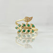 Anillo Cola Laurel Punteado 2.25gr / T6 3/4 / Circones Blancos Verdes Oro Amarillo 18K