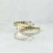 Anillo Puntas Colas Bicefalas 1.8gr / T6 1/4 / Circones Blancos Verdes Oro Amarillo 18K