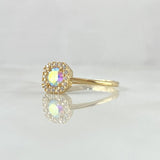 Anillo Solitario Halo Cuadrado 1.65gr / T6 1/4 / Circones Blancos Tornasol Oro Amarillo 18K