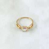 Anillo Tornasol Semi Infinito 2.1gr / T6 1/4 / Circones Blancos Tornasol Oro Amarillo 18K