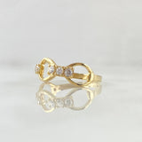 Anillo Triple Eslabon Circulas Hueco 2.35gr / T6 3/4 / Circones Blancos Oro Amarillo 18K