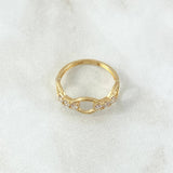 Anillo Triple Eslabon Circulas Hueco 2.35gr / T6 3/4 / Circones Blancos Oro Amarillo 18K