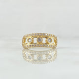 Anillo Carril Trio De Burbujas 3gr / T7 3/4 / Circones Blancos Oro Amarillo 18K
