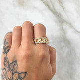 Anillo Carril Trio De Burbujas 3gr / T7 3/4 / Circones Blancos Oro Amarillo 18K
