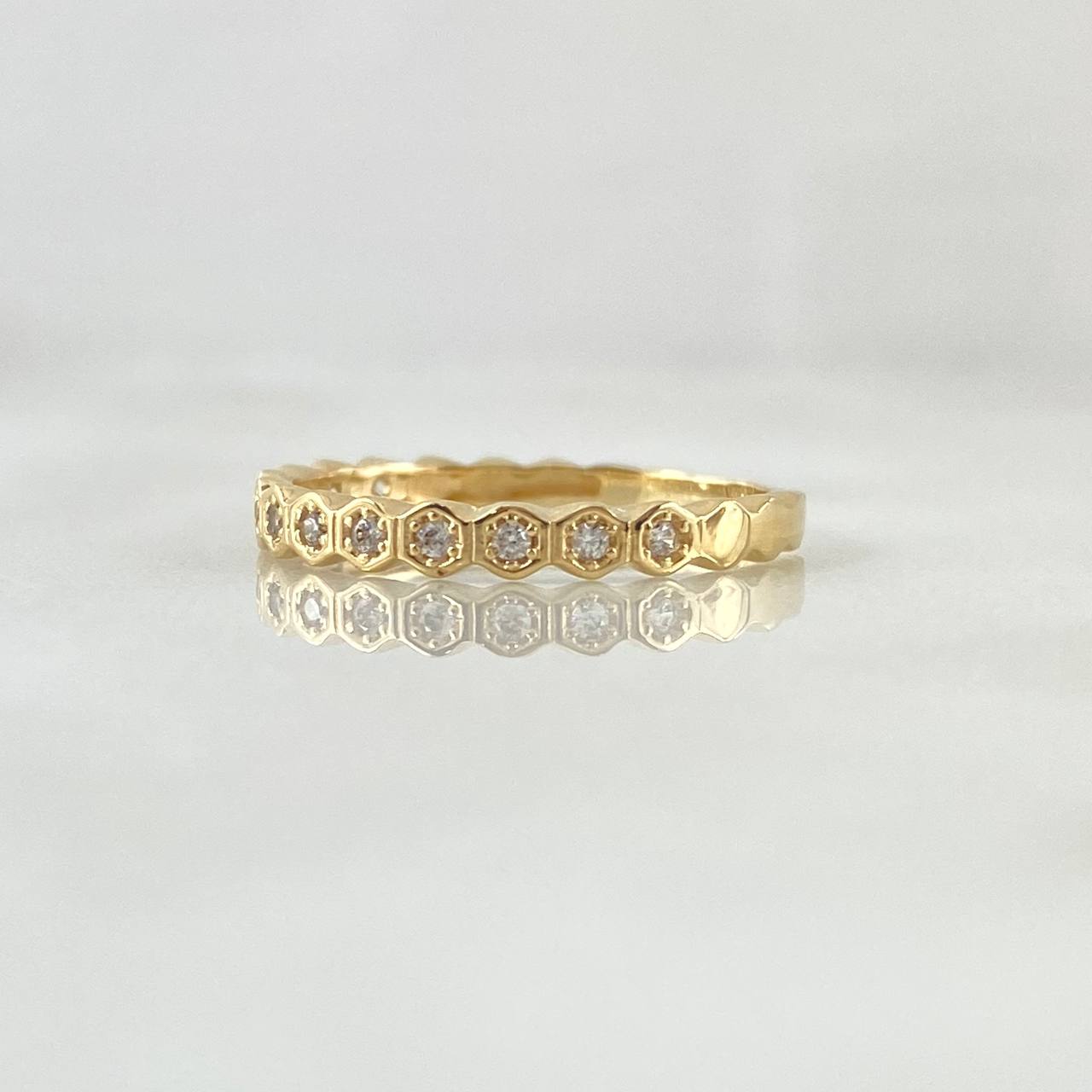 Anillo Ojos Rombicos 1.6gr / T6 / Circones Blancos Oro Amarillo 18K