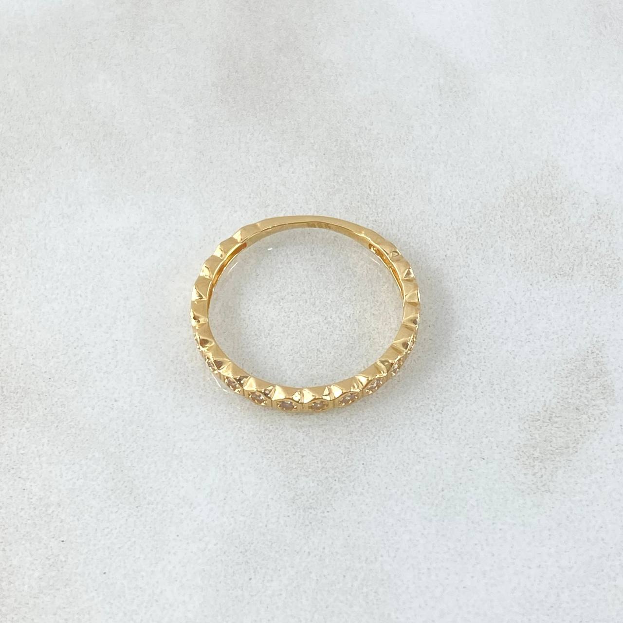 Anillo Ojos Rombicos 1.6gr / T6 / Circones Blancos Oro Amarillo 18K